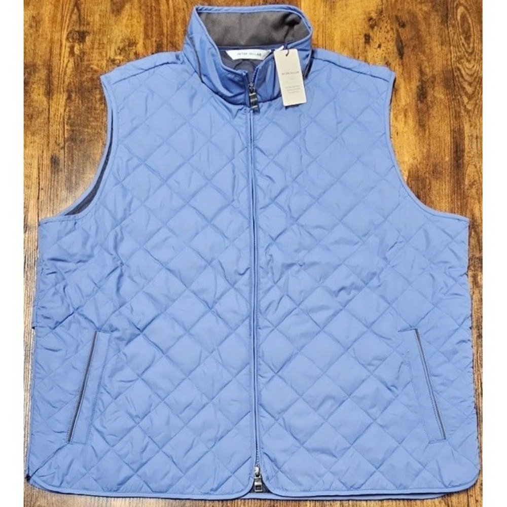 Peter Millar Essex Quilted Golf Vest Men's XXL Blue Full Zip Lightweight NWT
